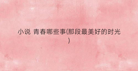 小说 青春哪些事(那段最美好的时光)